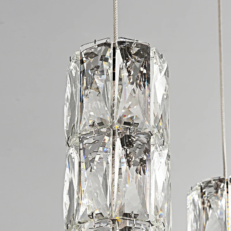 Gaia pendant light showcasing cylindrical crystal design