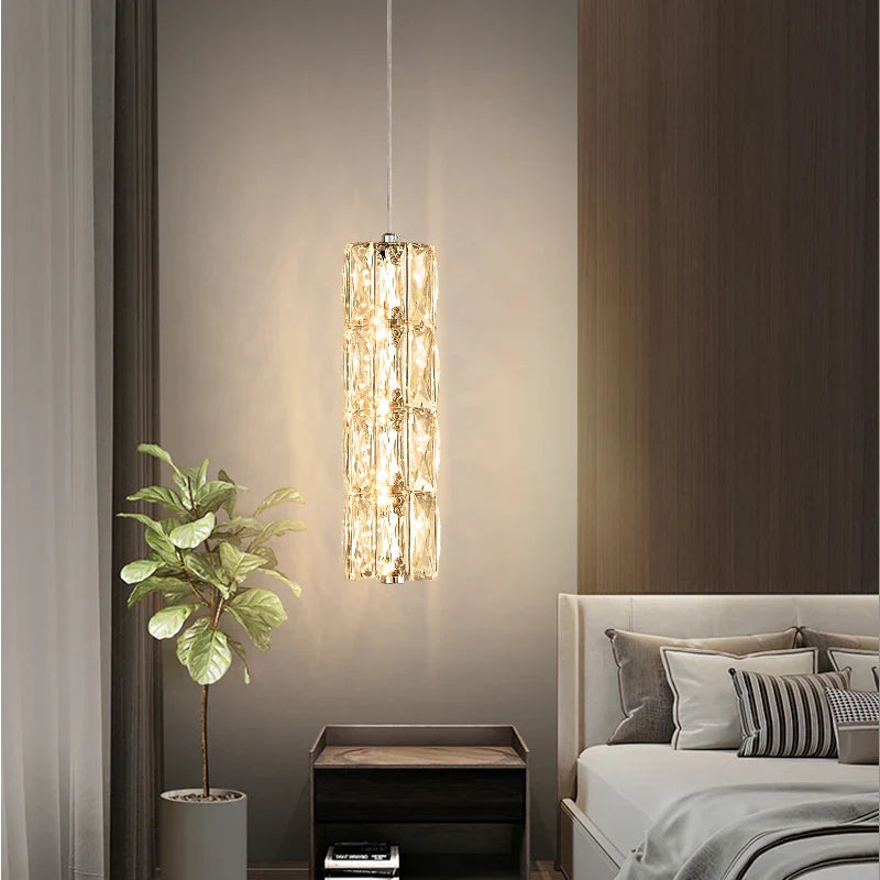 Gaia pendant light creating ambient lighting in a luxury bedroom