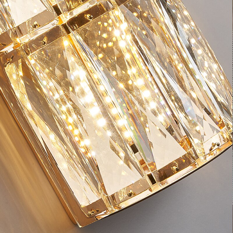 Diamond cut crystal detailing on the Gaia wall light