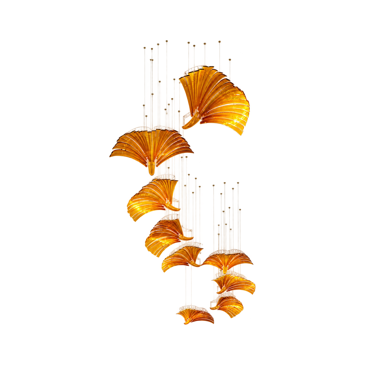 VORELLI® Gold Glass Ginkgo Leaf Project Installation on a pure white background.