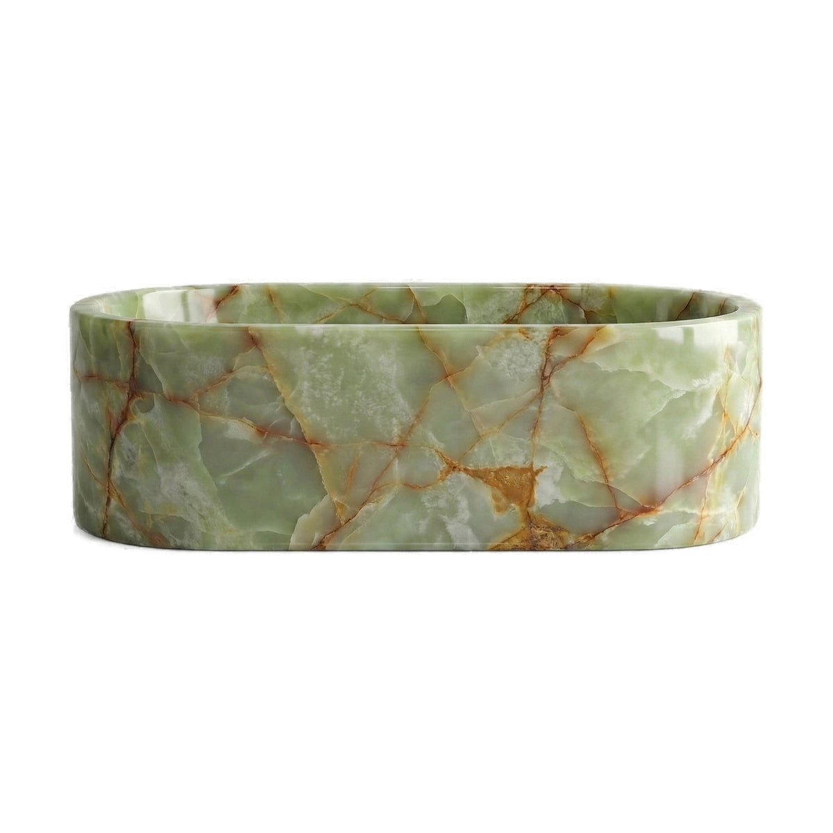 Green Onyx Freestanding Bathtub - Elliptical on white background by VORELLI