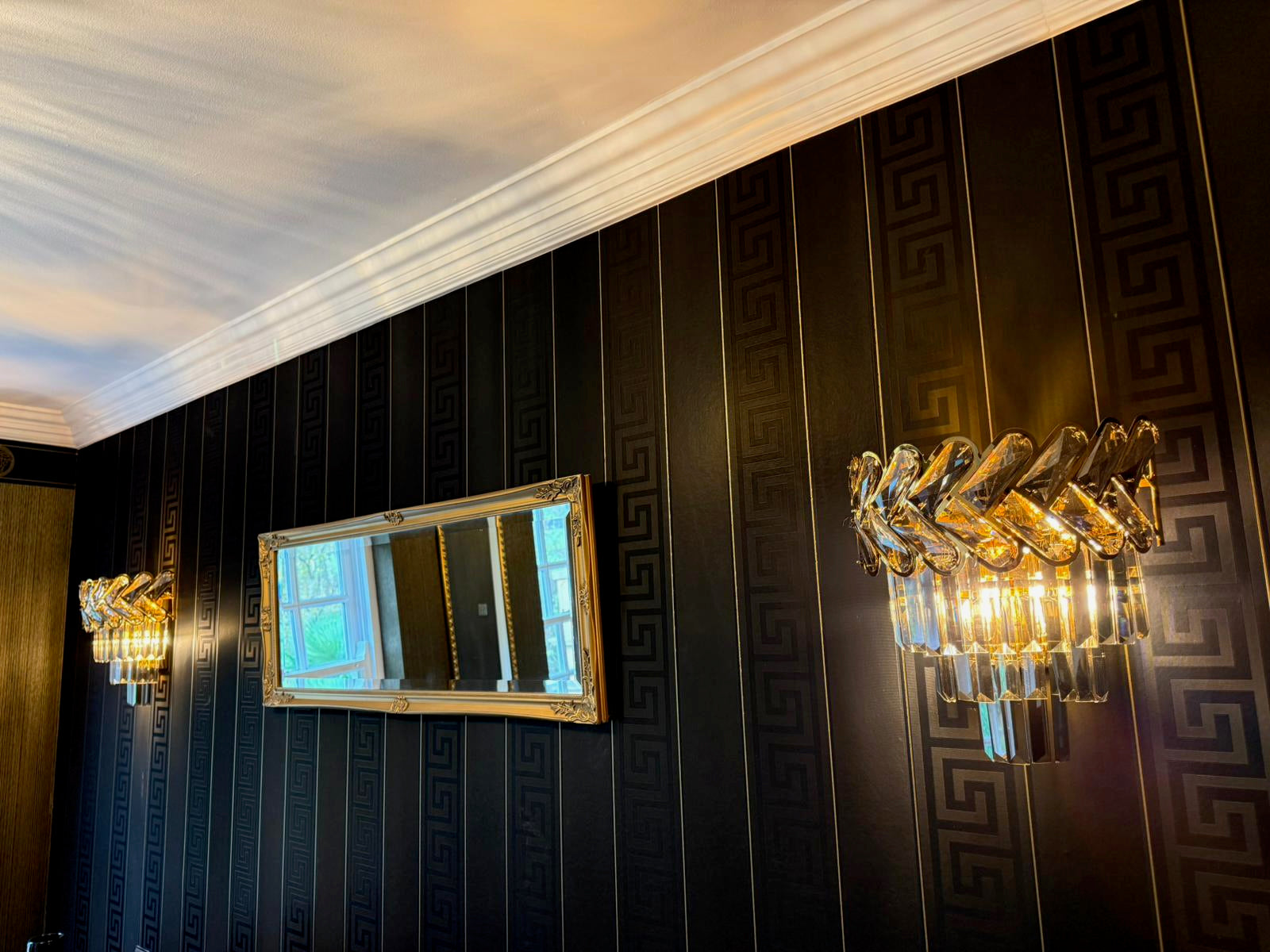 Designer crystal wall light by VORELLI® for luxury UK homes and interiors