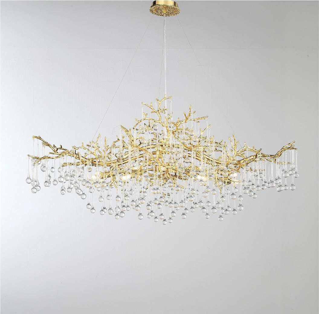 L’Albero d’Oro Rectangular Chandelier V styled above a luxury dining table