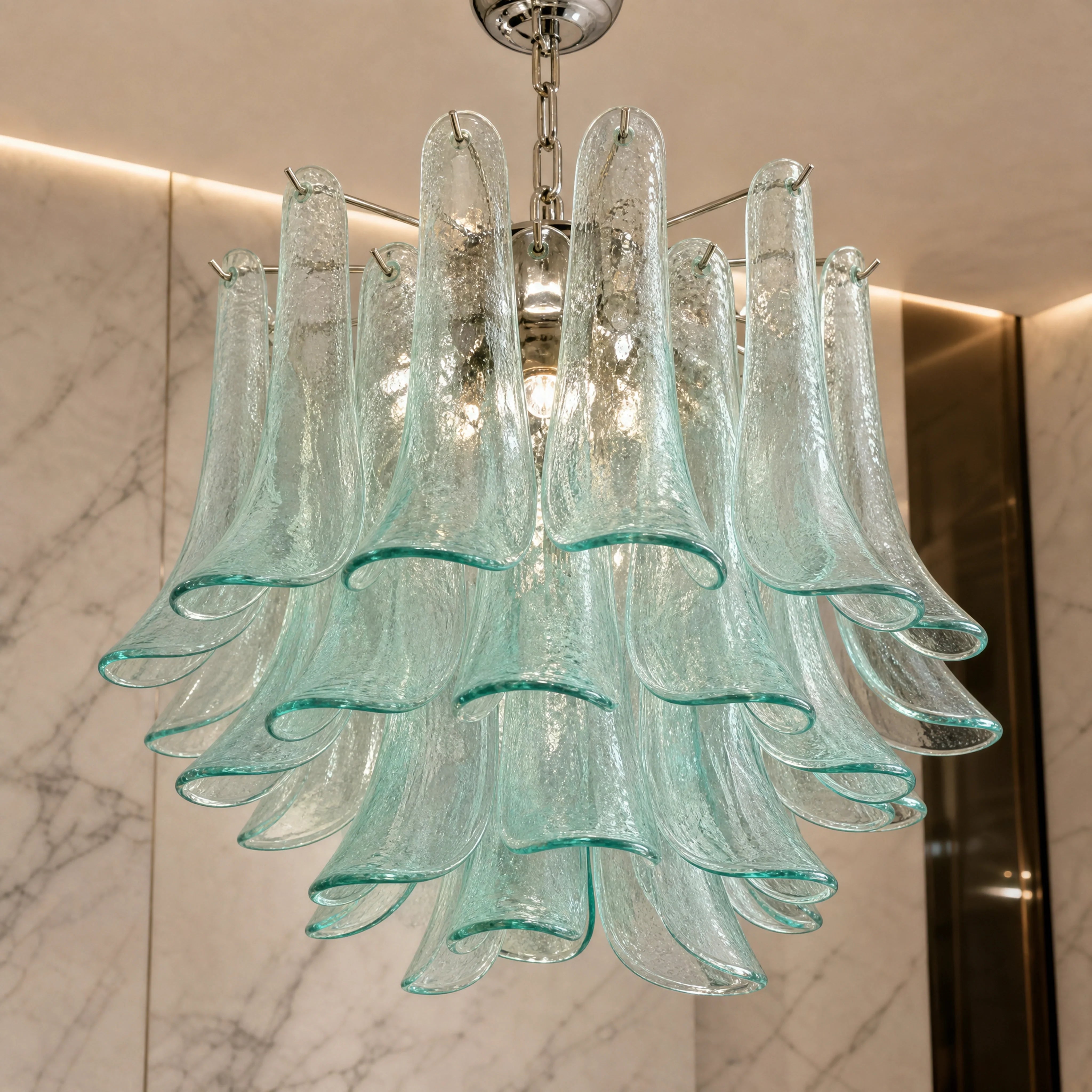 Lecce Selle Murano Glass Circular Chandelier close-up luxury lifestyle hero image by VORELLI