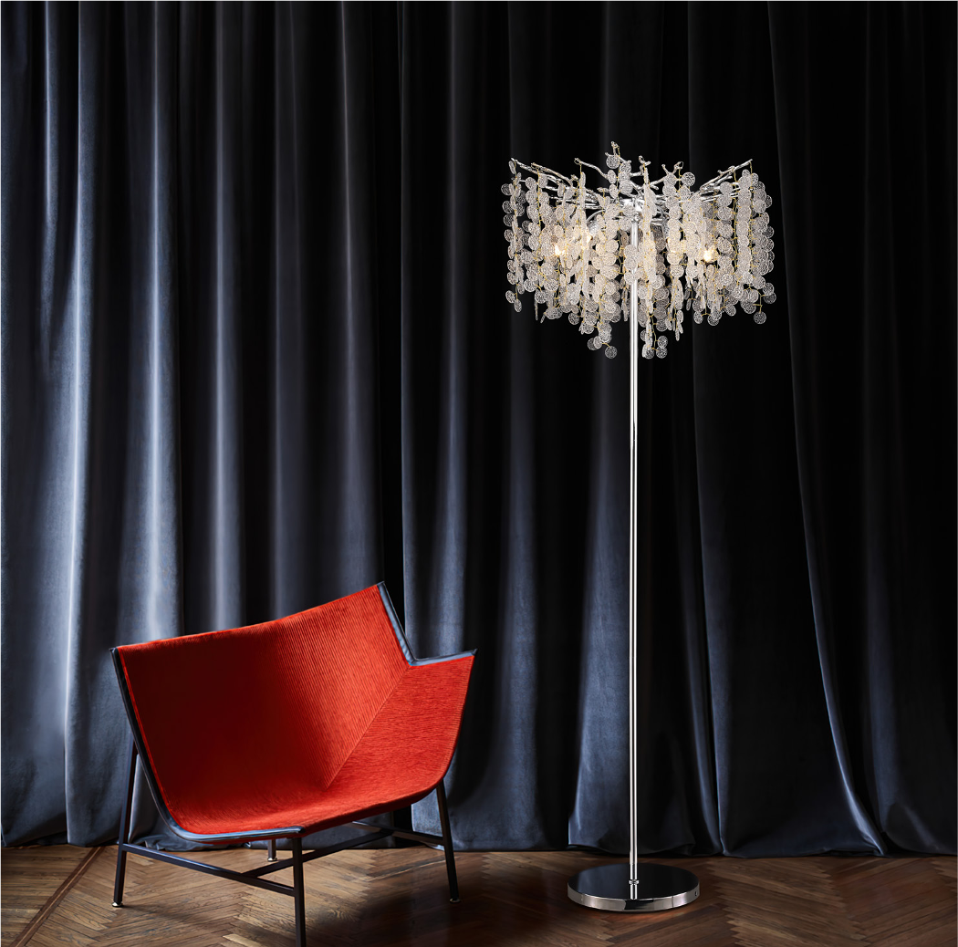 Luxury floor lamp Lunaria Floor Lamp II placed in an elegant living room interior