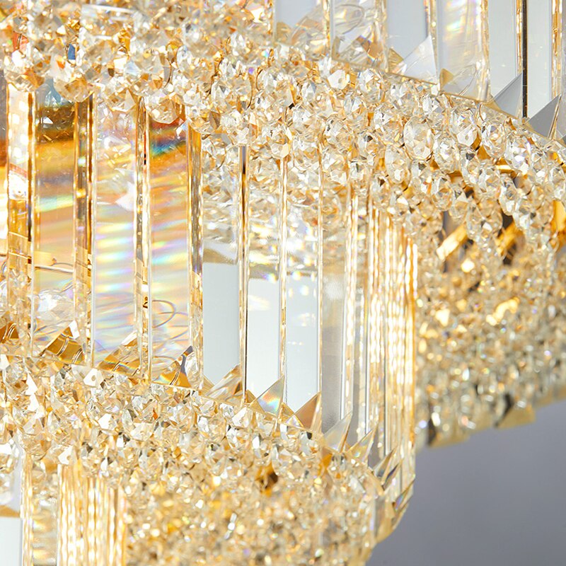 Close-up detail of shimmering crystal bars on the VORELLI Merlimont ceiling light