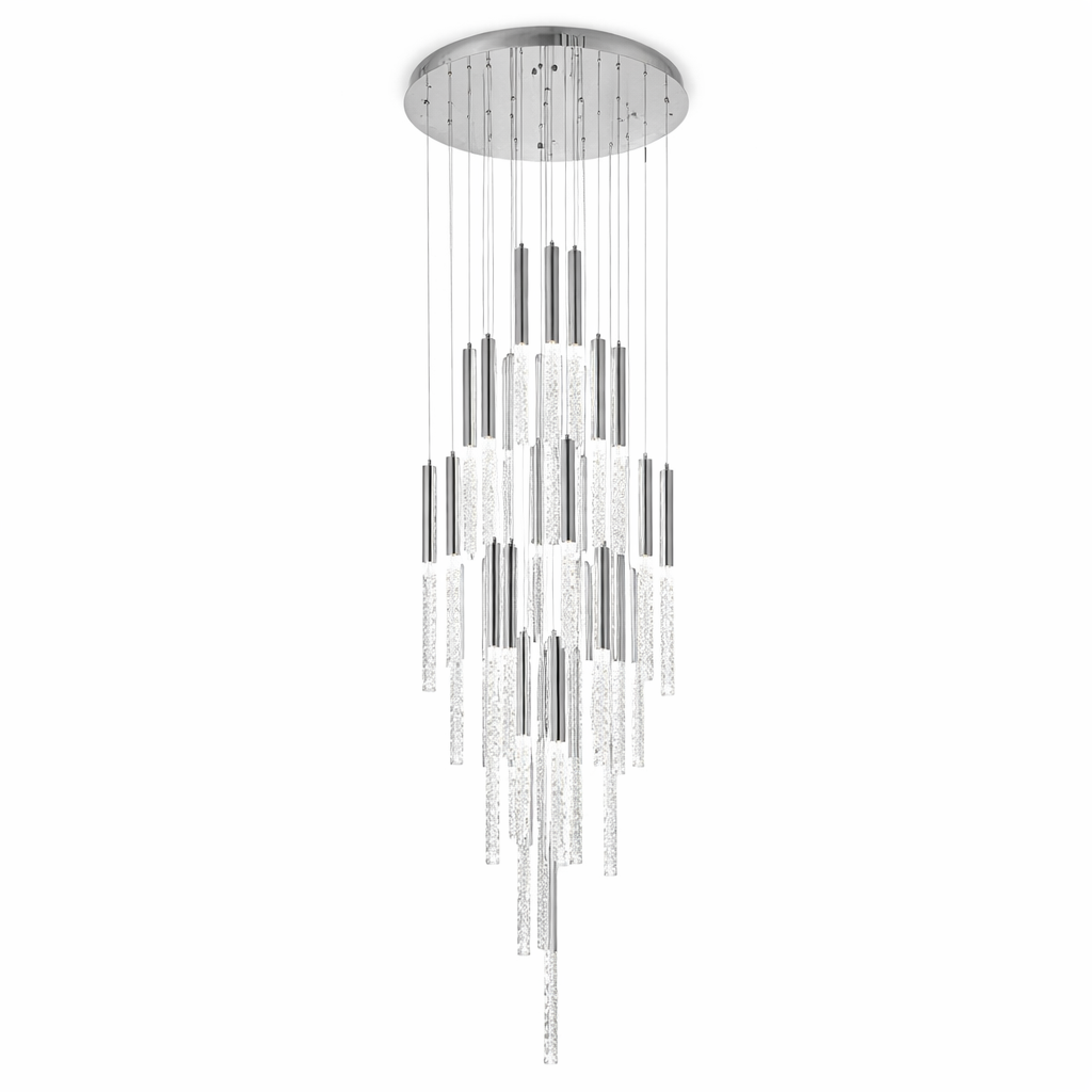 Close-up detail of Nyon Pendant Staircase Chandelier by VORELLI showing refined finish and craftsmanship