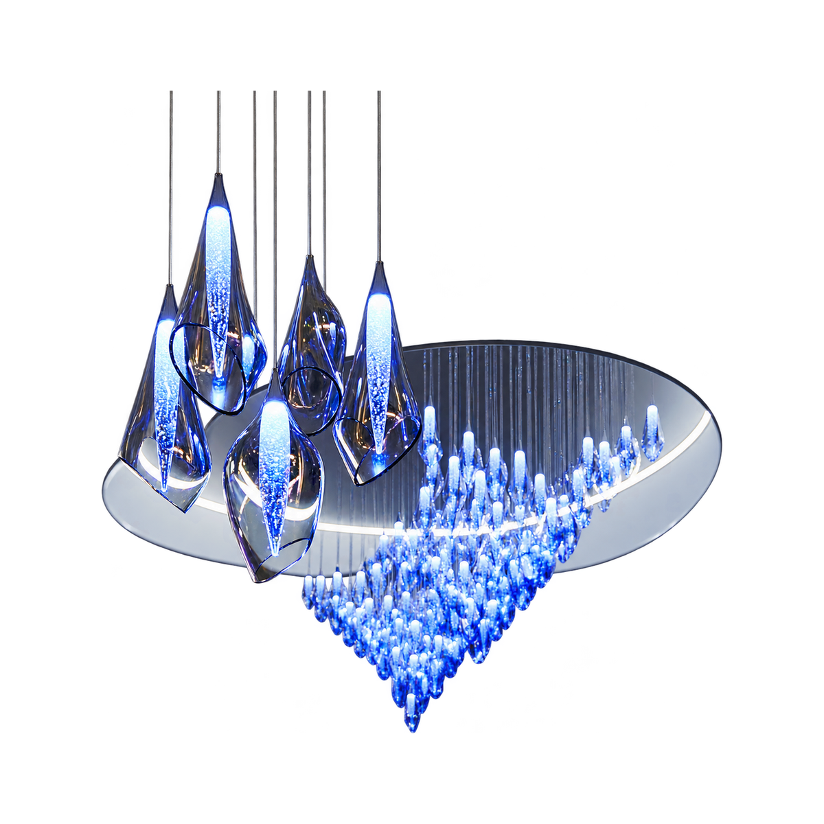 VORELLI® Open Glass Droplet Project Installation on a pure white background.
