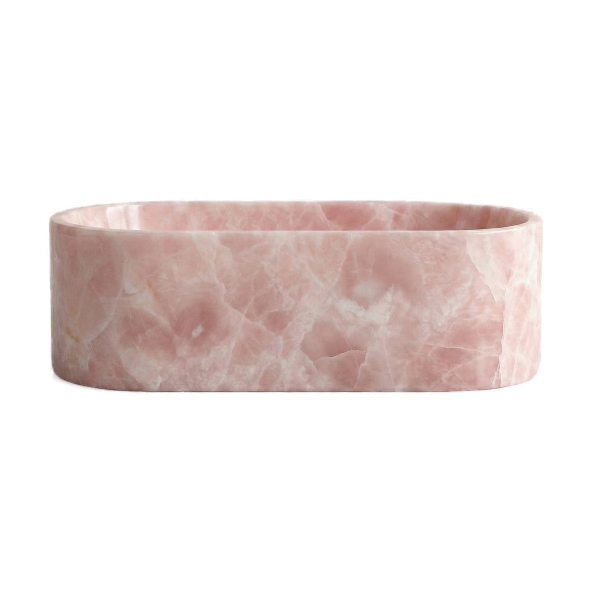 Pink Onyx Freestanding Bathtub - Elliptical on white background by VORELLI
