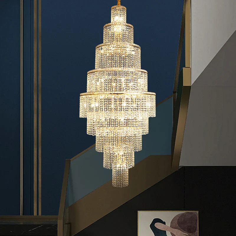 Designer VORELLI® crystal chandelier with multi-tiered brilliance bringing refined luxury to foyers, villas, and statement interiors