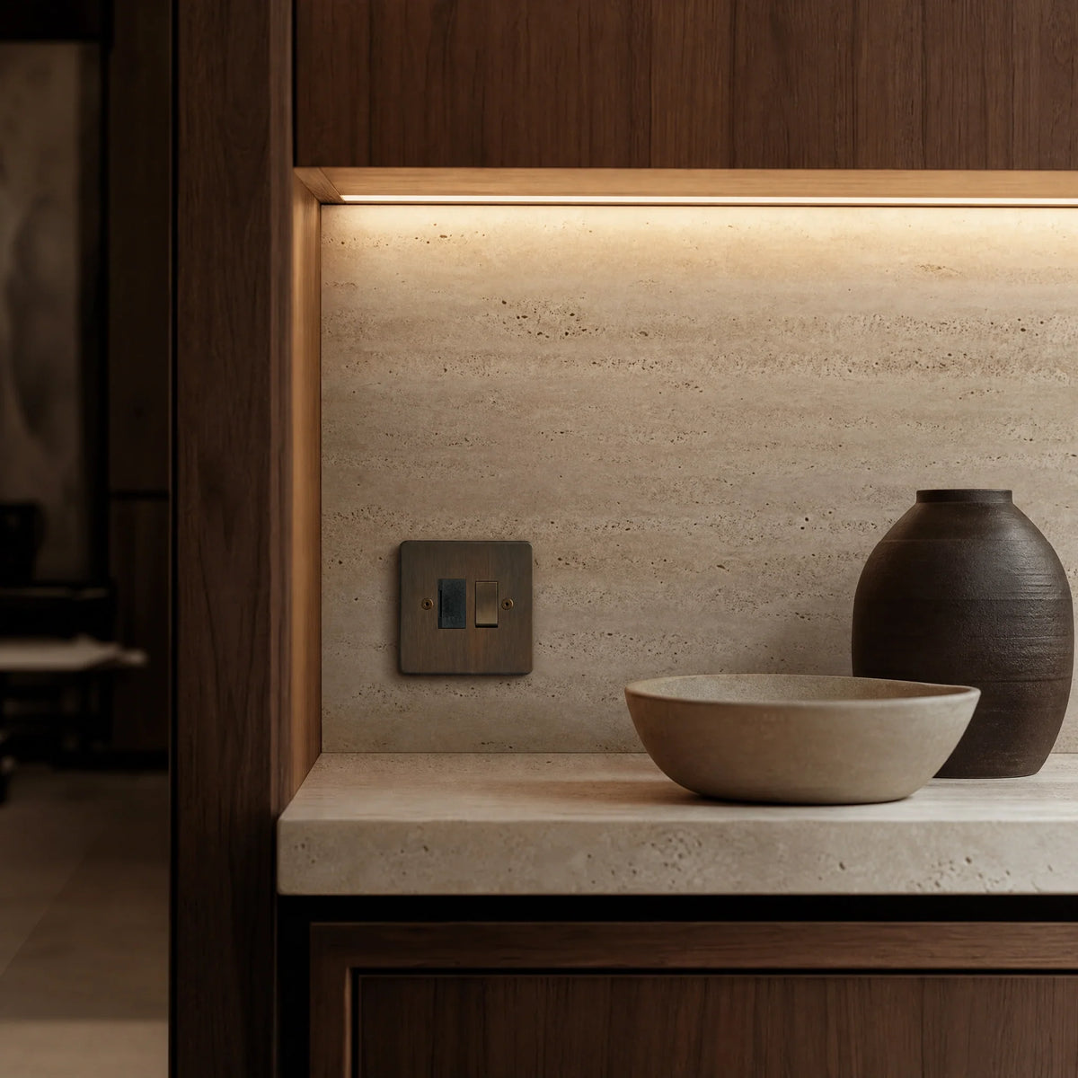 VORELLI® Ambassador Classic Fuse Spur, shown above a kitchen worktop in an interior visualisation.