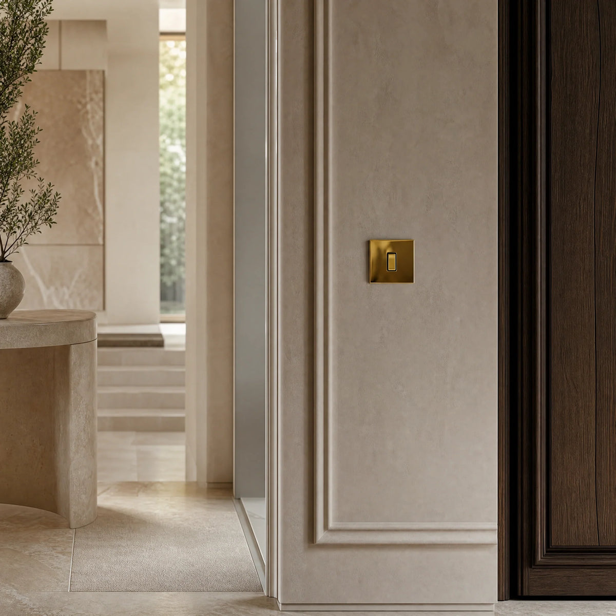 VORELLI® Morpheus rocker switch, shown on an interior wall in an interior visualisation.