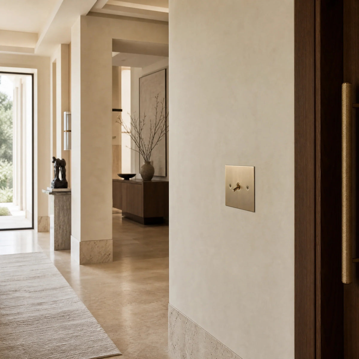 VORELLI® True Edge toggle switch, shown on an interior wall in an interior visualisation.