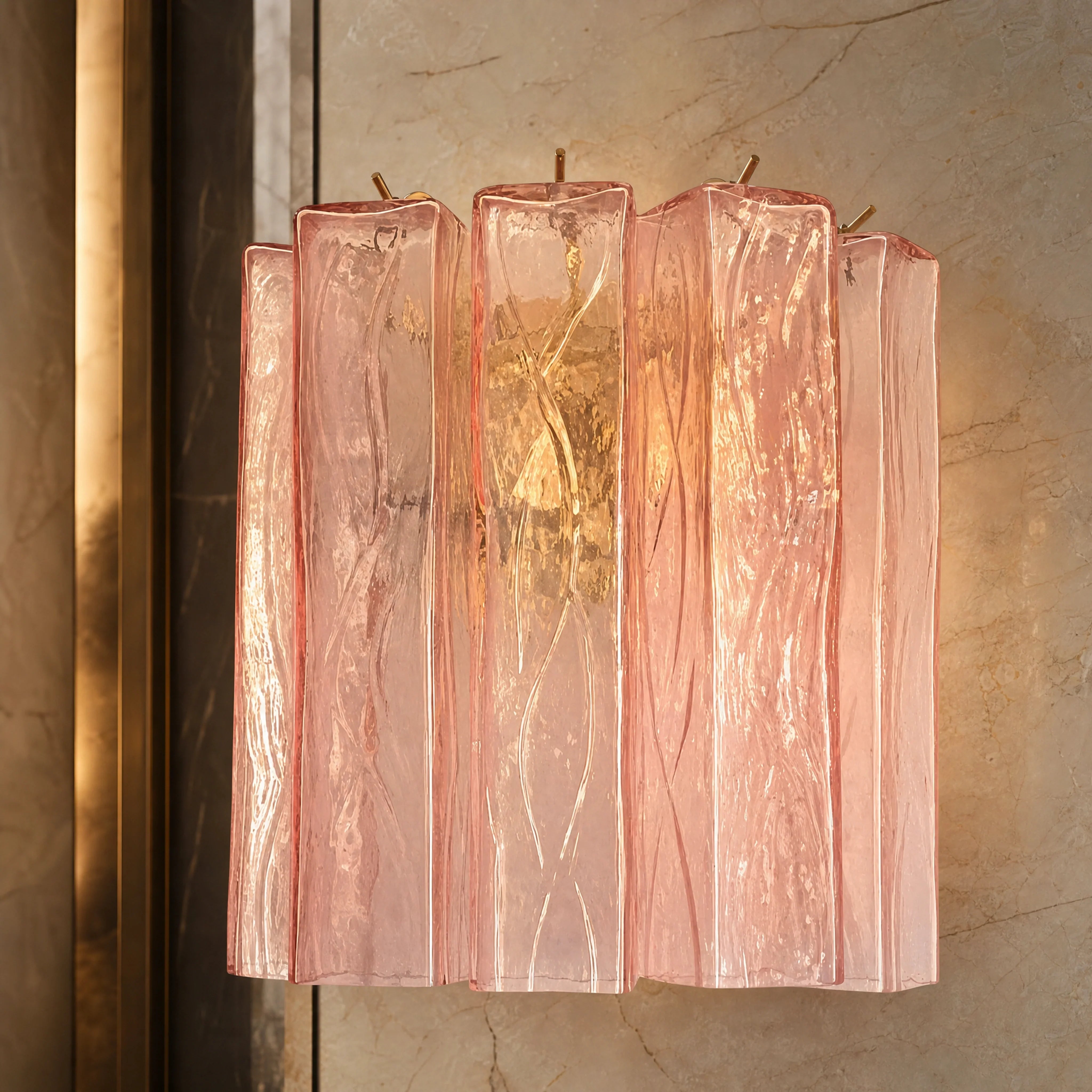 Vicenza Squares Murano Glass Wall Light close-up luxury lifestyle hero image by VORELLI