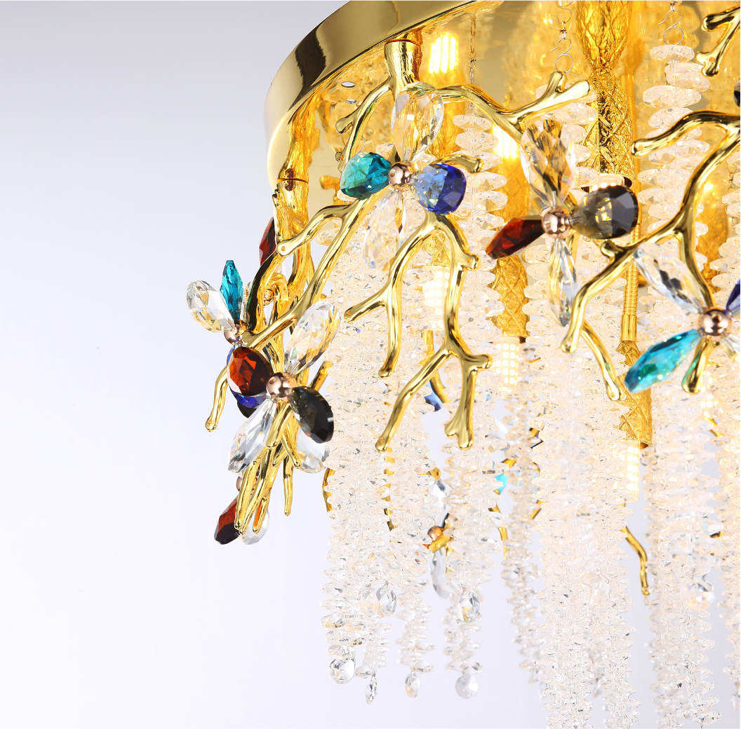 Modern luxury ceiling light with sculptural crystal elements from the VORELLI® Wisteria collection