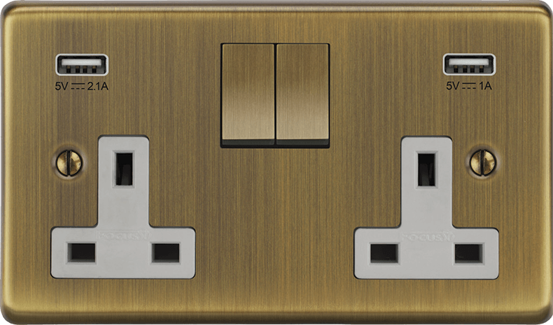 Victorian Double Socket architectural switches view 2