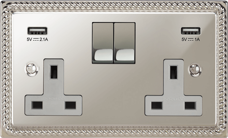 Georgian Double Socket + USB architectural switches view 9