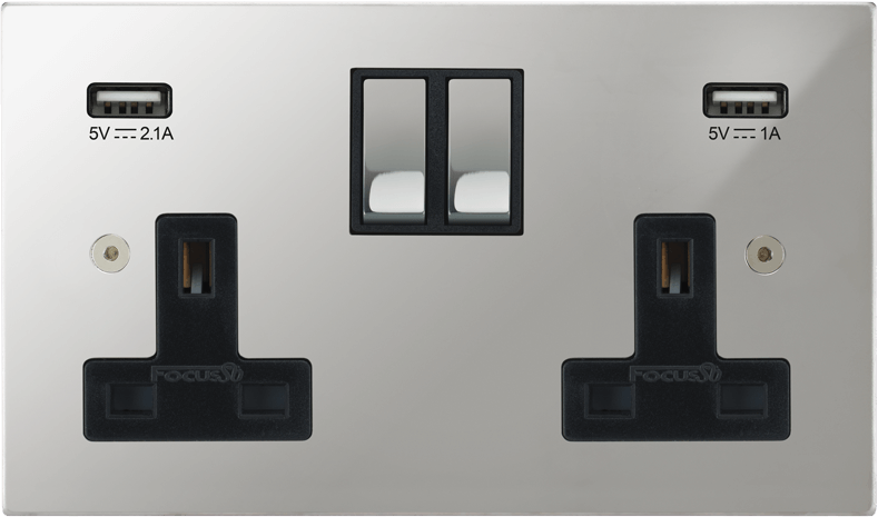 Ambassador Square Double Socket + USB architectural switches view 10