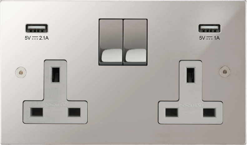 Horizon Square Double Socket + USB architectural switches view 12