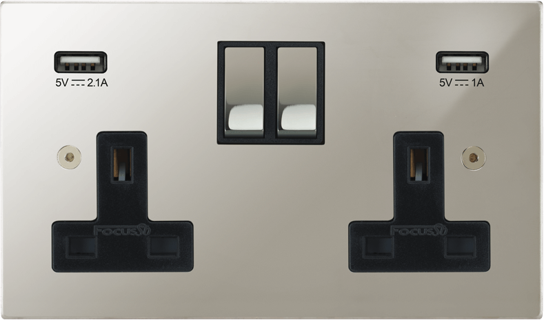 Ambassador Square Double Socket + USB architectural switches view 11