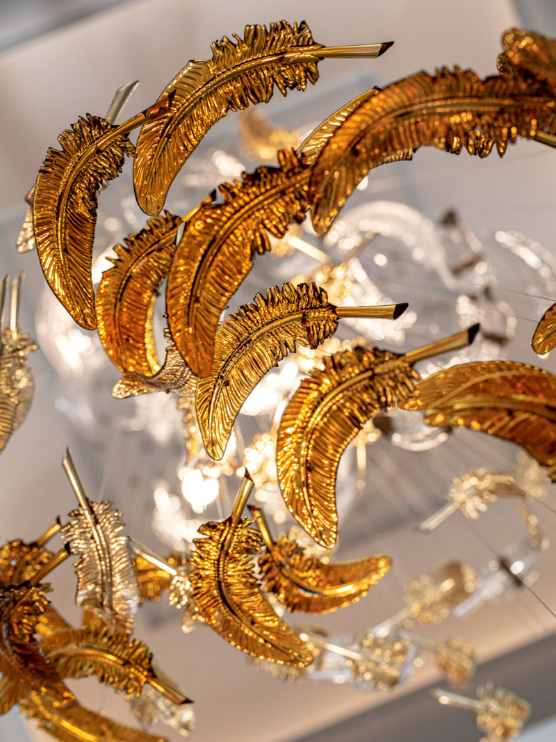 Floating Feather Project Installation chandelier view 2