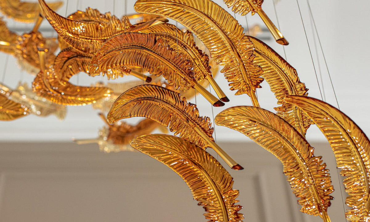 Floating Feather Project Installation chandelier view 6