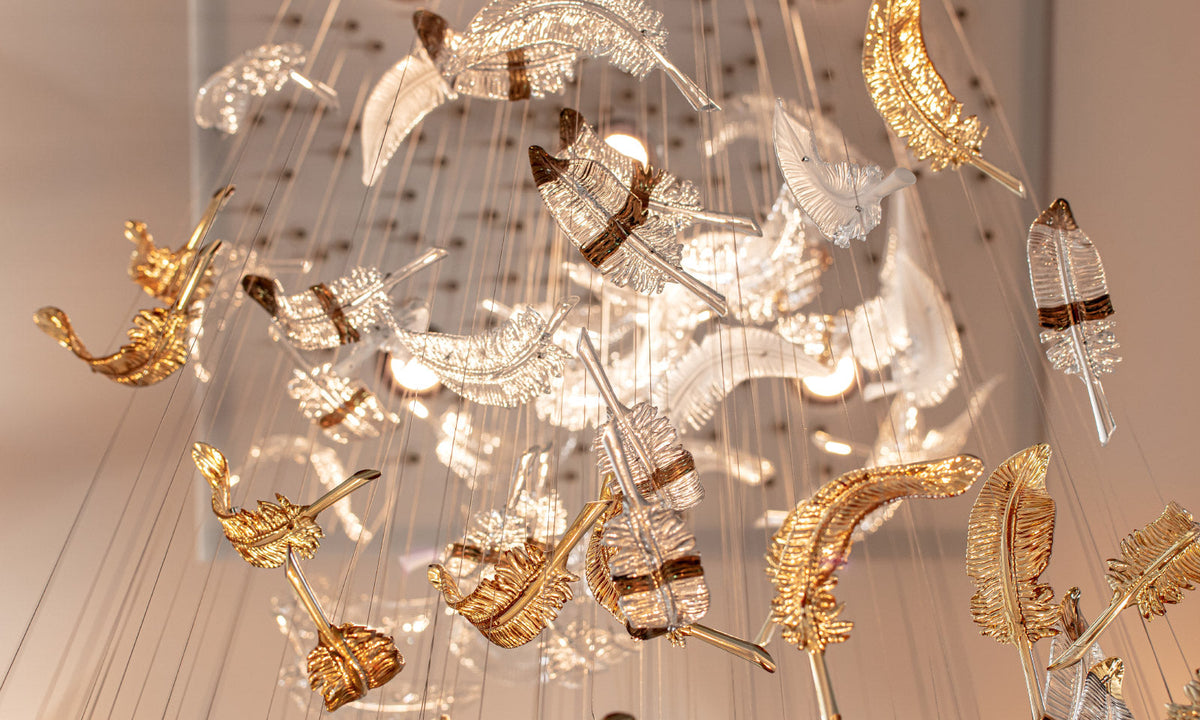 Floating Feather Project Installation chandelier view 5