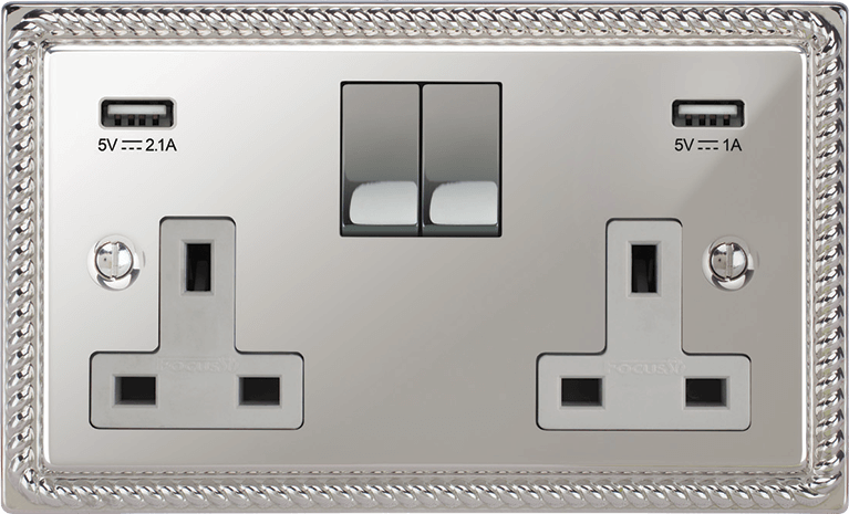 Georgian Double Socket + USB architectural switches view 8