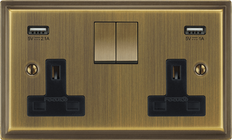 Sheraton Double Socket + USB architectural switches view 2