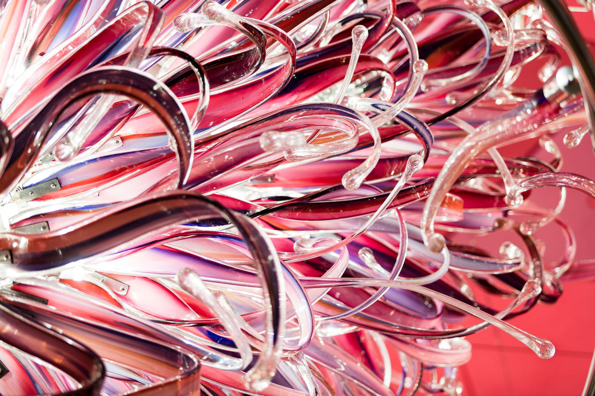 Steel Frame Pink Flower Project Installation project lighting view 6