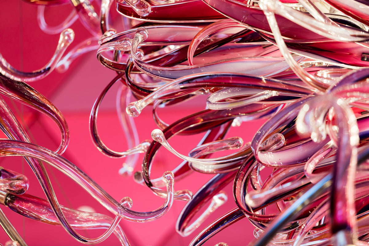 Steel Frame Pink Flower Project Installation project lighting view 7