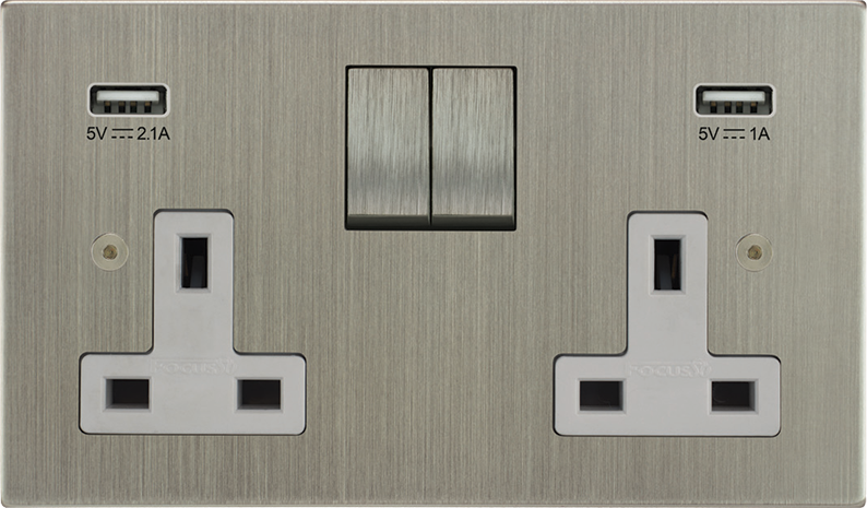 Horizon Square Double Socket + USB architectural switches view 16