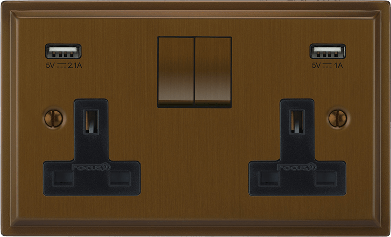 Sheraton Double Socket + USB architectural switches view 3