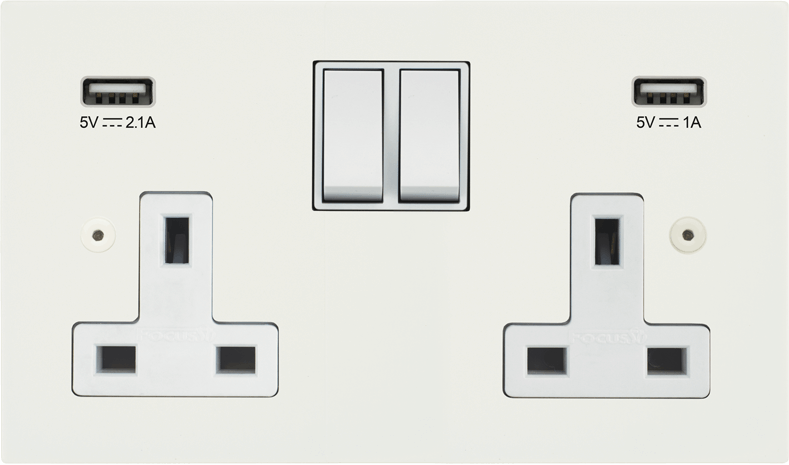 Ambassador Square Double Socket + USB architectural switches view 8