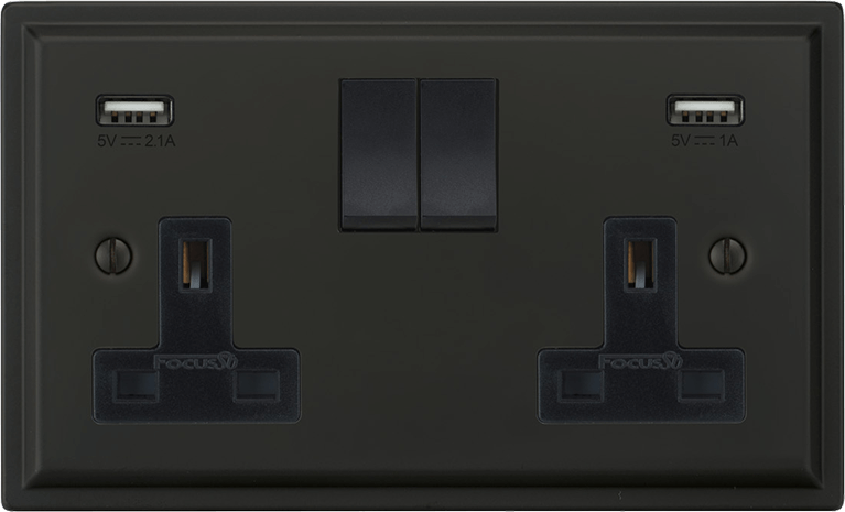 Sheraton Double Socket + USB architectural switches view 6