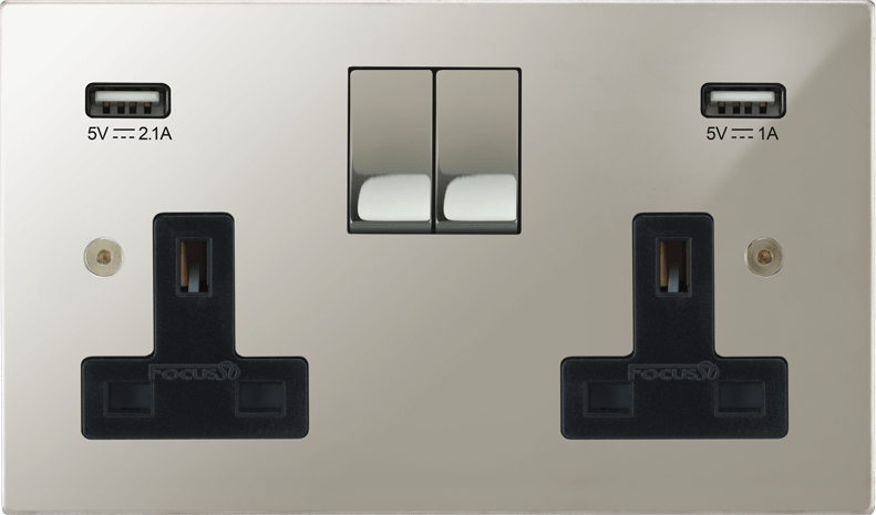 Horizon Square Double Socket + USB architectural switches view 11