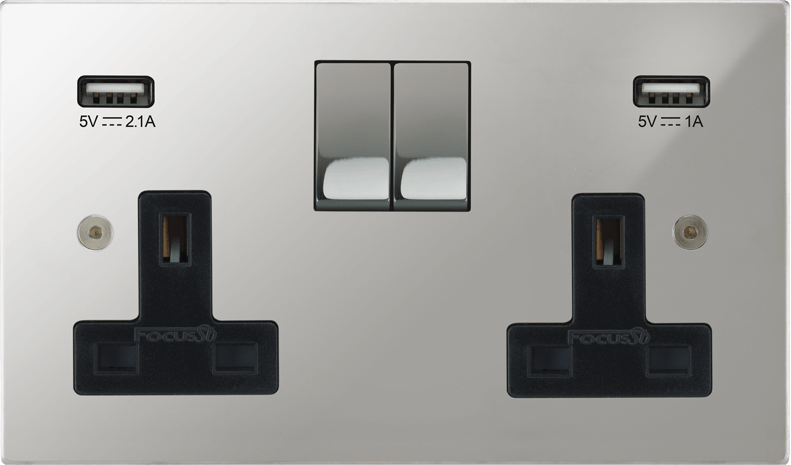 Horizon Square Double Socket + USB architectural switches view 10