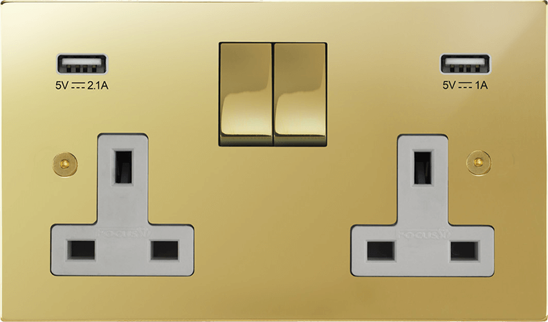 Horizon Square Double Socket + USB architectural switches view 9