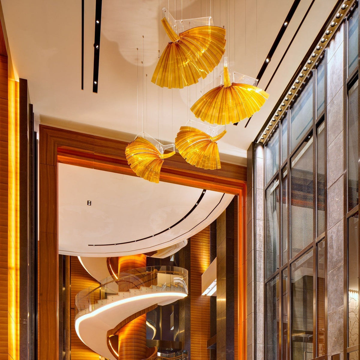 Gold Glass Ginkgo Leaf Project Installation project lighting studio view