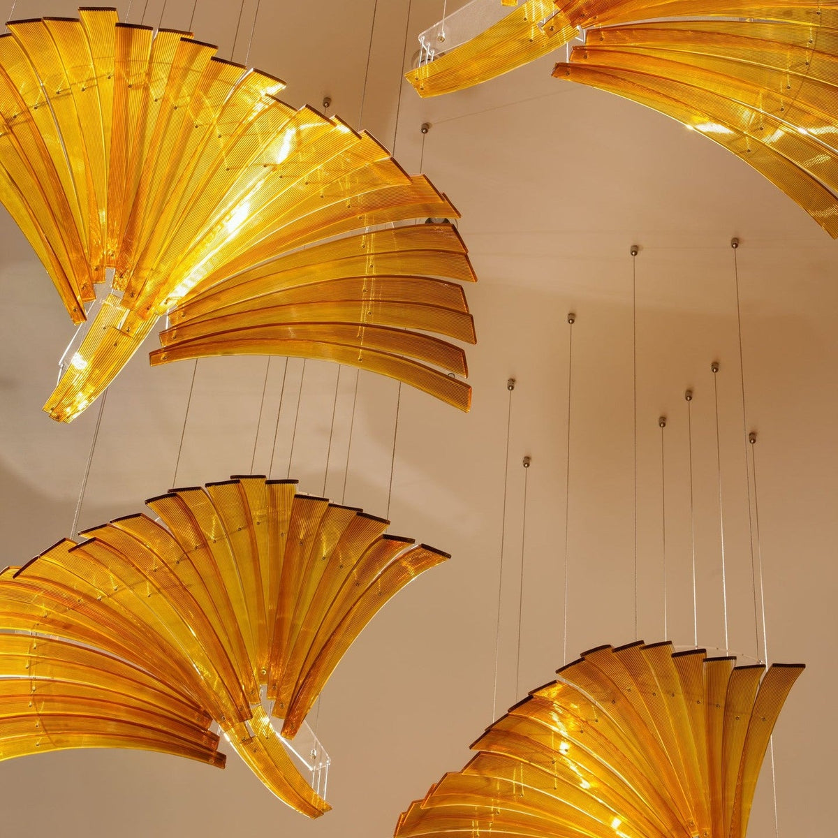 Gold Glass Ginkgo Leaf Project Installation project lighting view 2