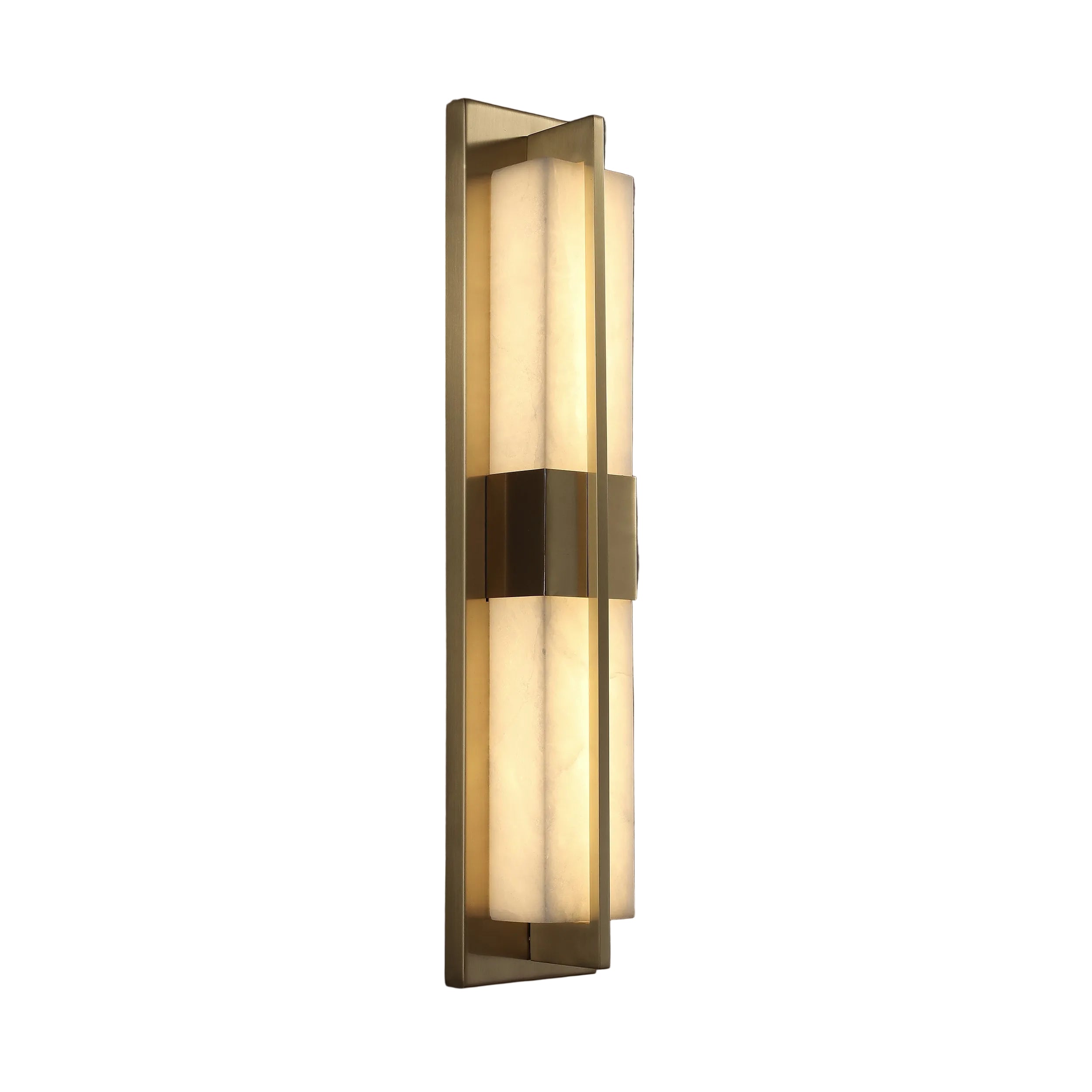 classisco marble wall light with vertical marble panels and warm ambient glow