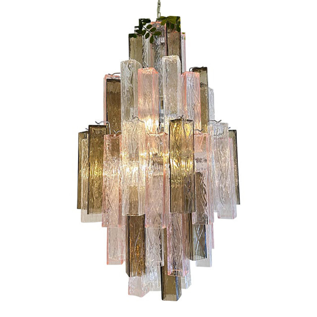VORELLI Solana Squares Murano Glass Staircase Chandelier - Squares Murano Glass image 1