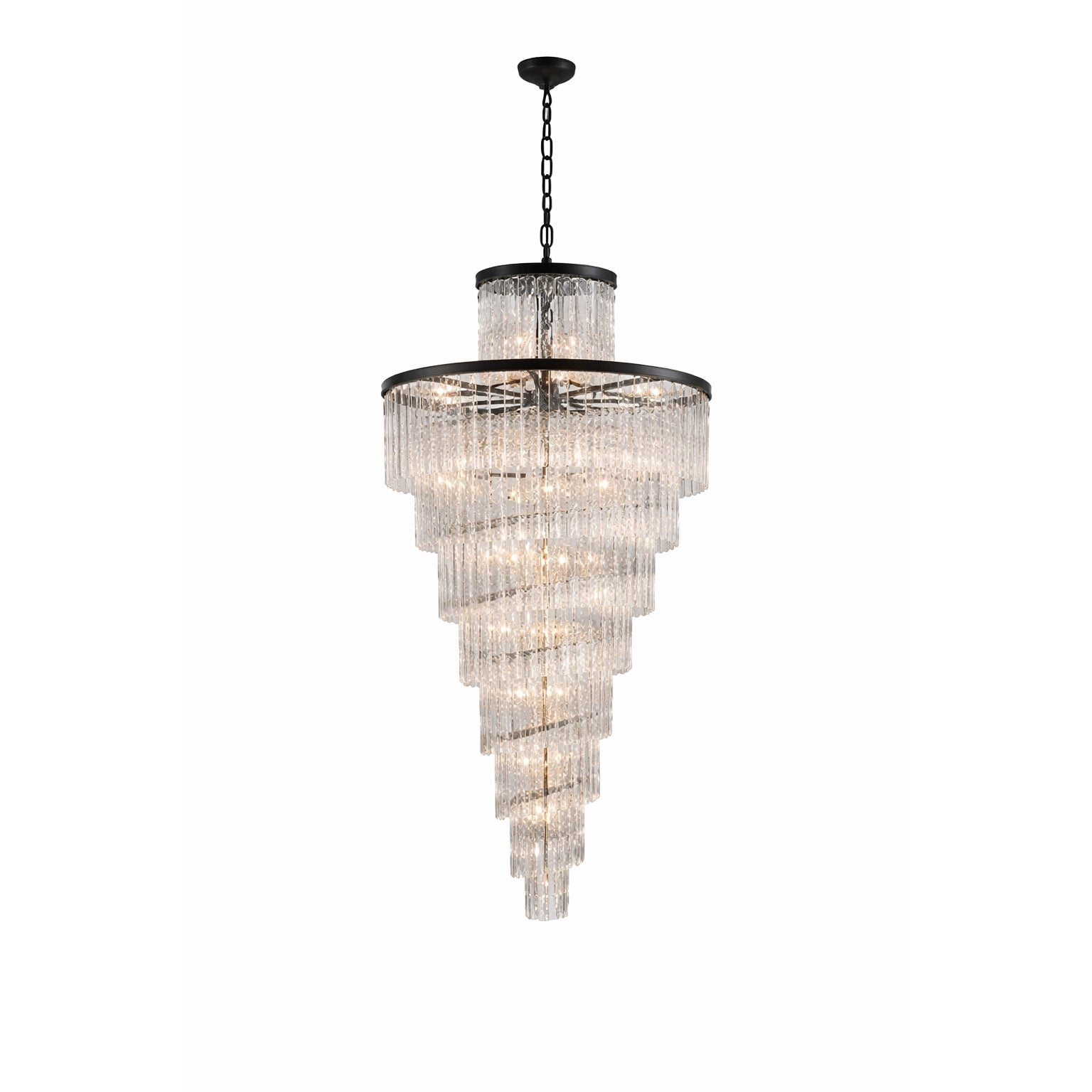 Chandelier with multiple tiers of crystal 