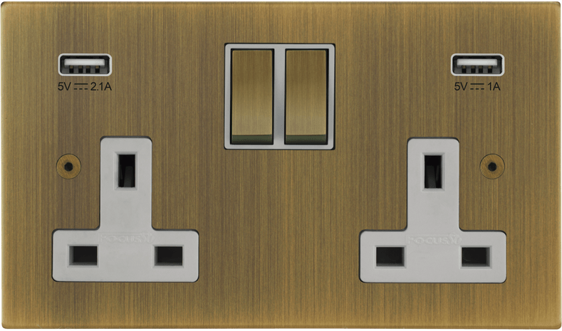 Ambassador Square Double Socket + USB architectural switches view 3