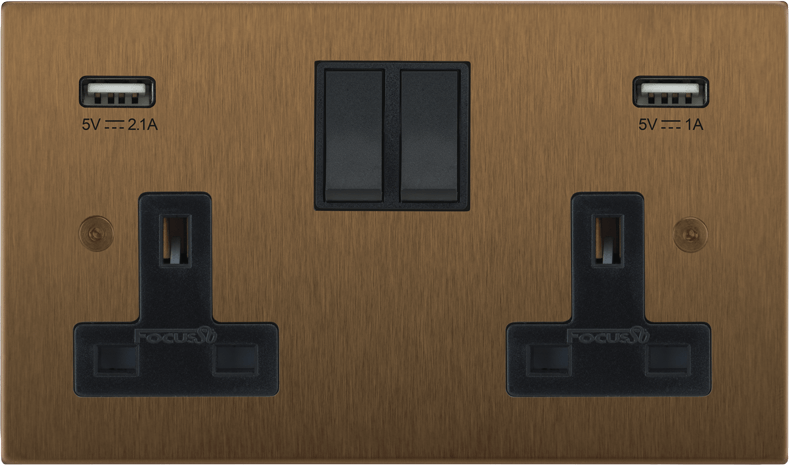 Ambassador Square Double Socket + USB architectural switches view 4