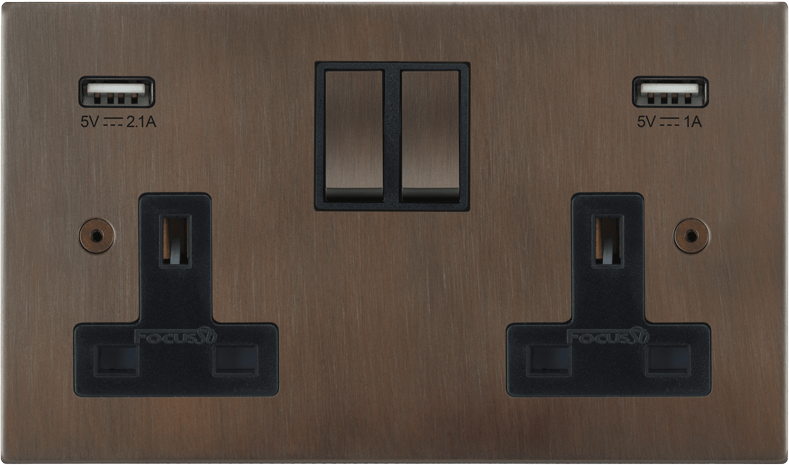 Ambassador Square Double Socket + USB architectural switches view 5