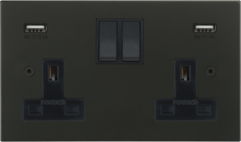 Ambassador Square Double Socket + USB architectural switches view 7