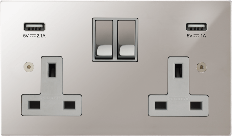 Ambassador Square Double Socket + USB architectural switches view 12