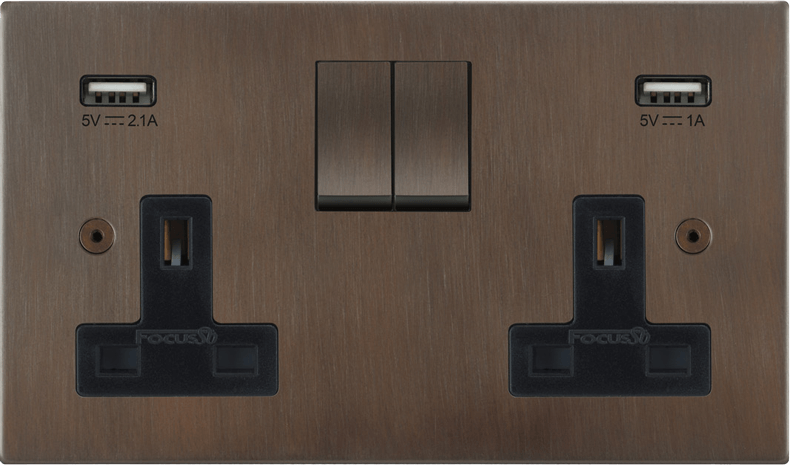 Horizon Square Double Socket + USB architectural switches view 5