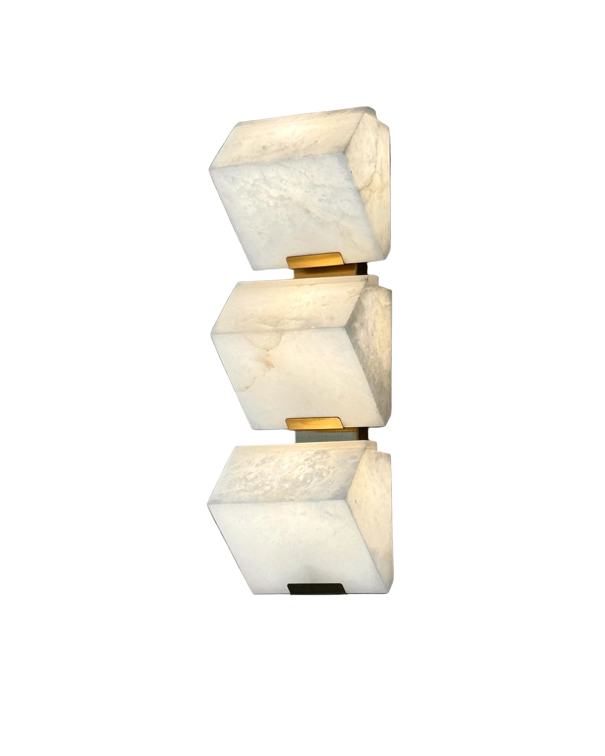 VORELLI® Novara marble wall light III featuring three stacked sculptural natural stone blocks in wall mounted architectural design on white background